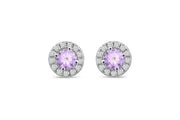 Casablanca Sterling Silver Halo Birthstone Stud Earrings