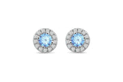 Casablanca Sterling Silver Halo Birthstone Stud Earrings