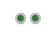 Casablanca Sterling Silver Halo Birthstone Stud Earrings