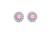 Casablanca Sterling Silver Halo Birthstone Stud Earrings