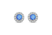 Casablanca Sterling Silver Halo Birthstone Stud Earrings