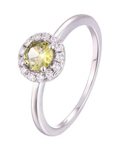 Casablanca Round Halo Sterling Silver Birthstone Ring