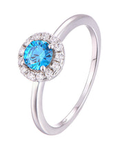 Casablanca Round Halo Sterling Silver Birthstone Ring