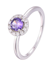 Casablanca Round Halo Sterling Silver Birthstone Ring