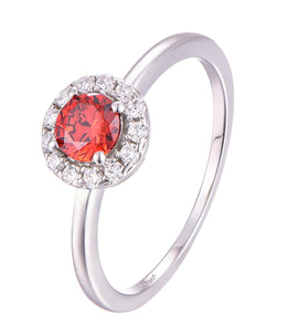 Casablanca Round Halo Sterling Silver Birthstone Ring