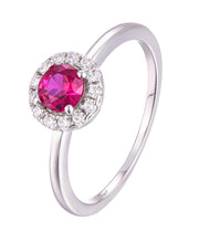 Casablanca Round Halo Sterling Silver Birthstone Ring