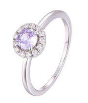 Casablanca Round Halo Sterling Silver Birthstone Ring