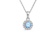 Casablanca Sterling Silver Halo Birthstone Necklace