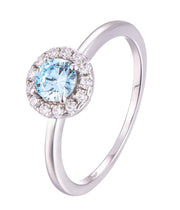 Casablanca Round Halo Sterling Silver Birthstone Ring