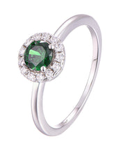 Casablanca Round Halo Sterling Silver Birthstone Ring