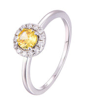 Casablanca Round Halo Sterling Silver Birthstone Ring
