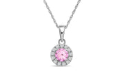 Casablanca Sterling Silver Halo Birthstone Necklace