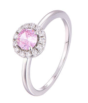 Casablanca Round Halo Sterling Silver Birthstone Ring