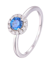 Casablanca Round Halo Sterling Silver Birthstone Ring