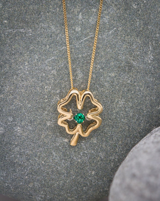 Lab Grown Emerald Clover Necklace