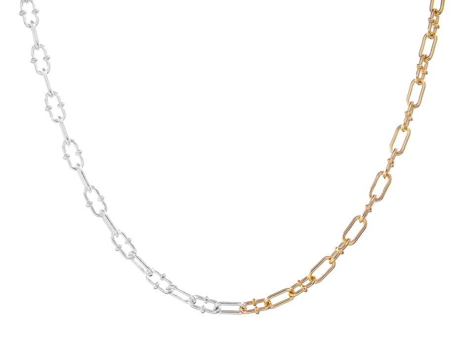 Casablanca Two Tone Sterling Silver Link Necklace