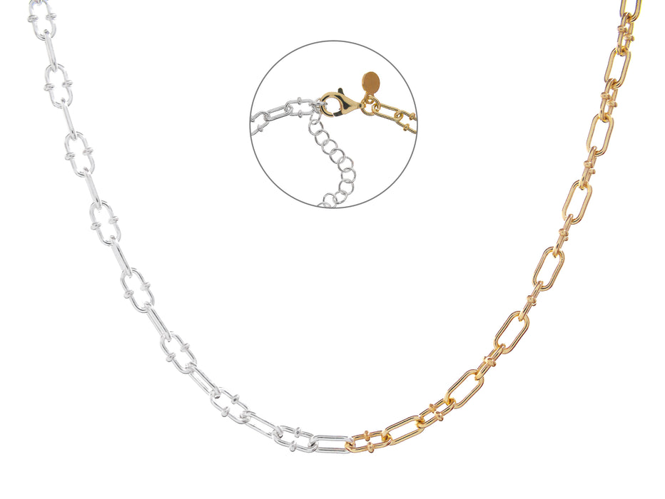 Casablanca Two Tone Sterling Silver Link Necklace