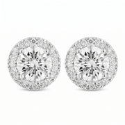 2.00CT Lab-Grown Round Diamond Halo Stud Earrings in 14KT White Gold