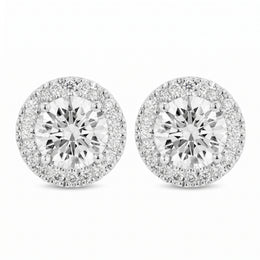 2.00CT Lab-Grown Round Diamond Halo Stud Earrings in 14KT White Gold