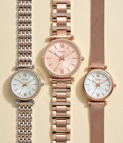 Fossil Carlie Mini Mini Three-Hand Rose Gold-Tone Stainless Steel Watch - ES4433