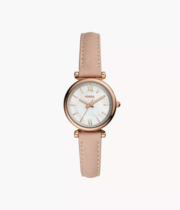 Fossil Carlie Mini Three-Hand Blush Leather Watch