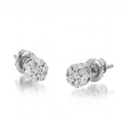 0.25CT TDW 10KT White Gold Flower Diamond Stud Earrings