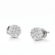0.50CT Diamond Flower Stud Earrings in 10KT White Gold