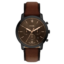 Fossil Men's Round Brown Leather Watch