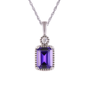 Casablanca Emerald Cut Birthstone Sterling Silver Necklace