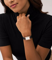 Raquel Three-Hand Date Black LiteHideÃ¢â€žÂ¢ Women's Leather Watch