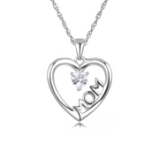 Casablanca Sterling Silver Two-Tone Mom Heart Necklace