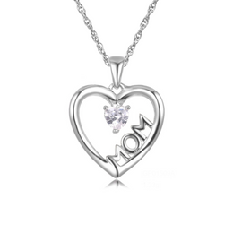 Casablanca Sterling Silver Two-Tone Mom Heart Necklace