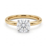 1.00CT Si2 H Round Natural Mined Diamond Engagement Ring in 14KT Yellow Gold