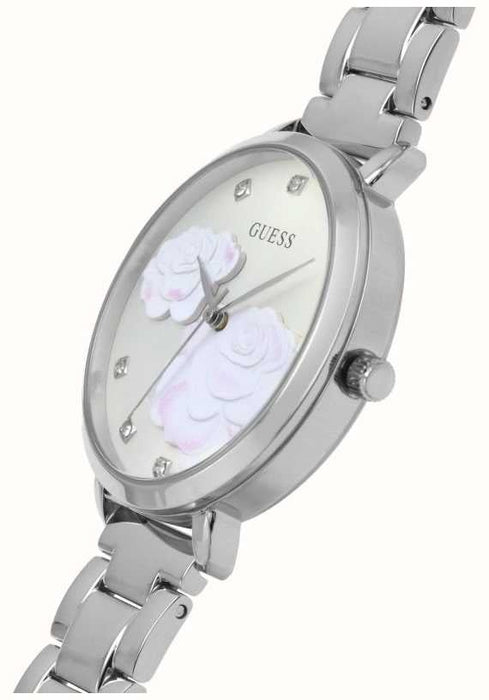 Guess Rose Crystal Watch: Silver-Tone