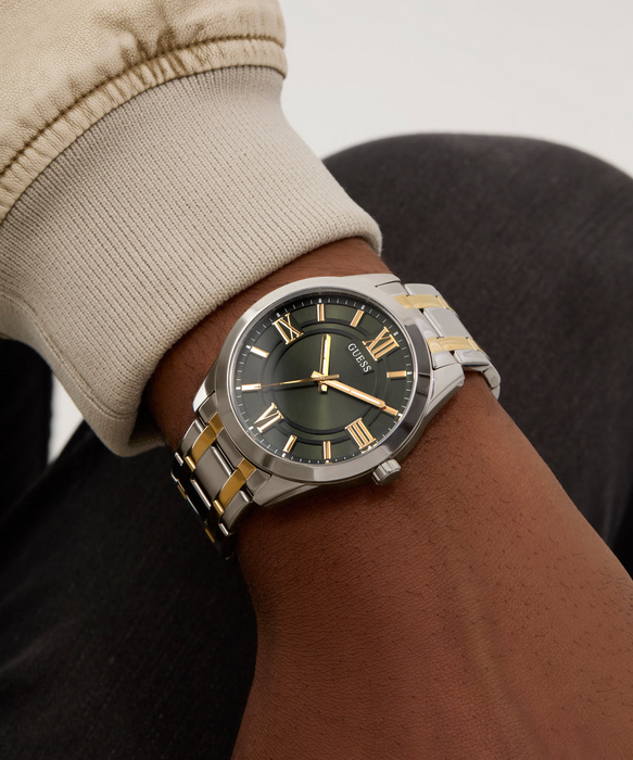 Guess Men's Two-Tone Silver Tone Watch