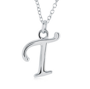 Italgem Stainless Steel Cursive Letter Necklace (Choose Your Initial)
