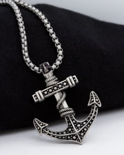Italgem Stainless Steel Men's Olas Beaded Anchor Necklace