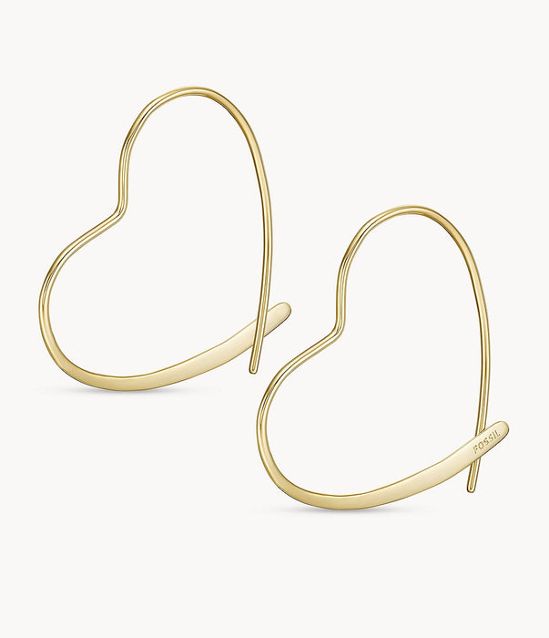 Fossil Gold-Tone Brass Heart Hoop Earrings