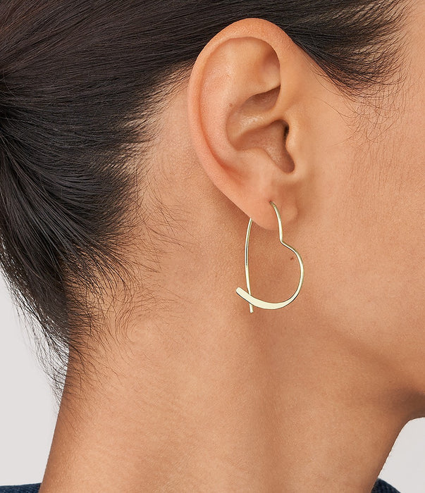 Fossil Gold-Tone Brass Heart Hoop Earrings