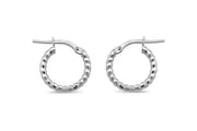 Casablanca Sterling Silver Diamond Cut Hoop Earrings 10mm