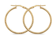 Casablanca Yellow Gold Plated Diamond Cut Hoop Earrings 25mm