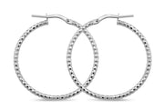 Casablanca Sterling Silver Diamond Cut Hoop Earrings 25mm