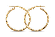 Casablanca Yellow Gold Plated Diamond Cut Hoop Earrings 30mm
