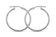 Casablanca Sterling Silver Diamond Cut Hoop Earrings 30mm