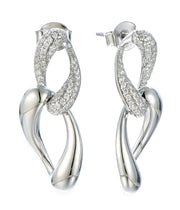 Casablanca Sterling Silver CZ Drop Stud Earrings