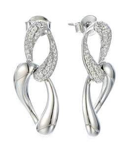 Casablanca Sterling Silver CZ Drop Stud Earrings
