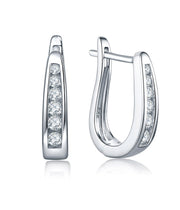 Casablanca Sterling Silver & CZ J Hoop Earrings