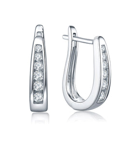 Casablanca Sterling Silver & CZ J Hoop Earrings
