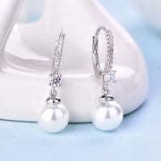 Casablanca Silver CZ & Pearl Hook Earrings