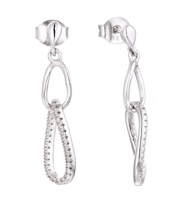 Casablanca Sterling Silver Stud Drop Earrings